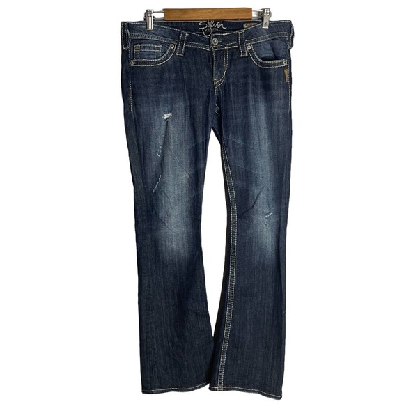 Silver Jeans Womens 29 X 31 Pioneer Bootcut Medium Wash Denim Blue Thick Stitch